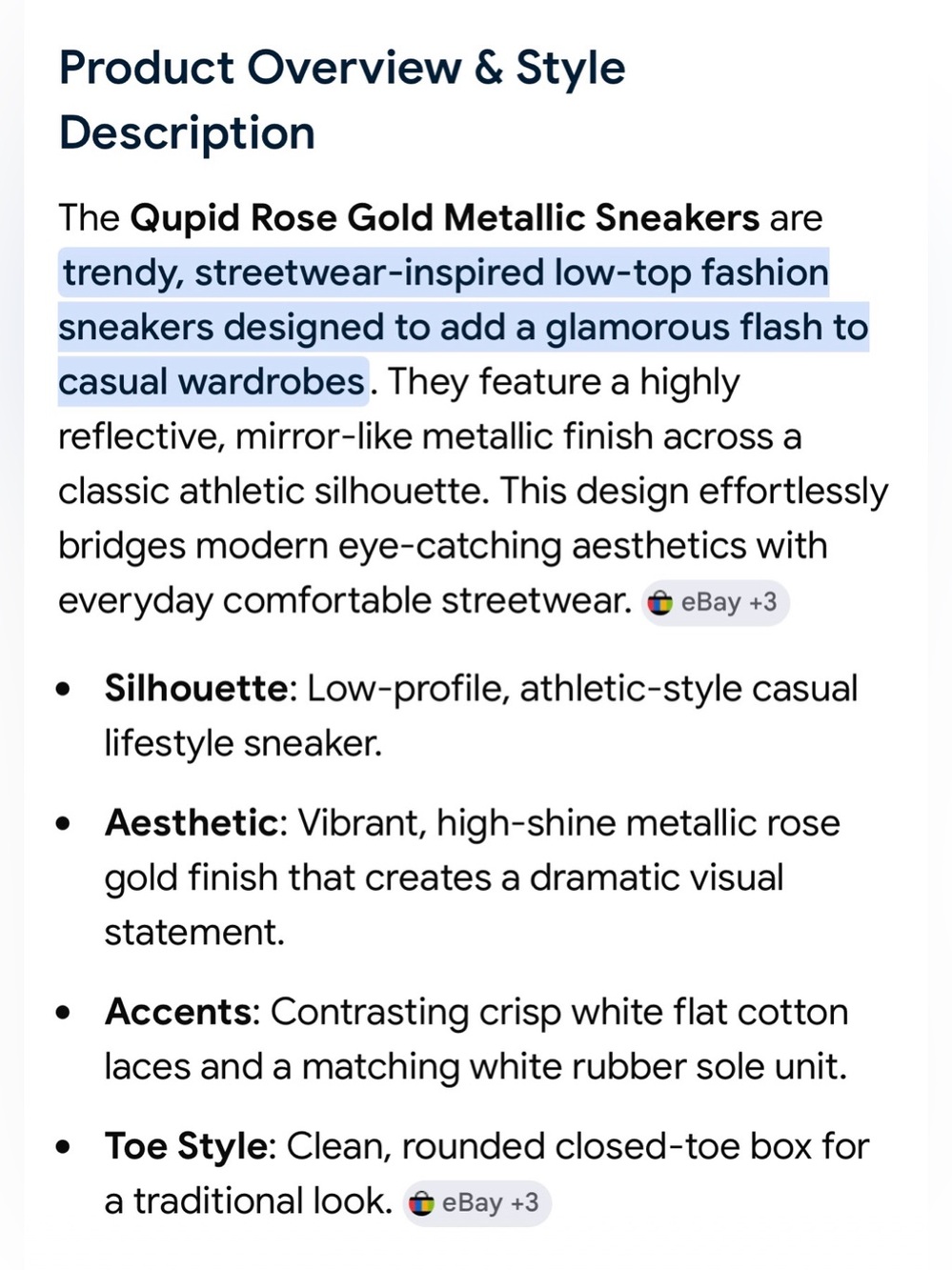 2 for $30 | Statement Rose Gold Metallic Low-Top Sneakers - Picture 3 of 16